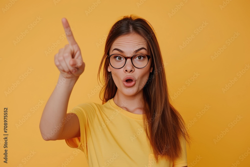 portrait of a beautiful woman in bright clothes smiling sweetly while pointing at something generative ai portrait of a beautiful woman in bright clothes smiling sweetly while pointing at something generative ai