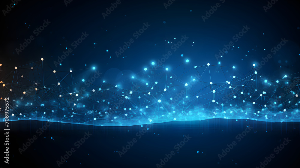 Technology background with plexus effect. Big data concept. Binary computer code. Vector illustration