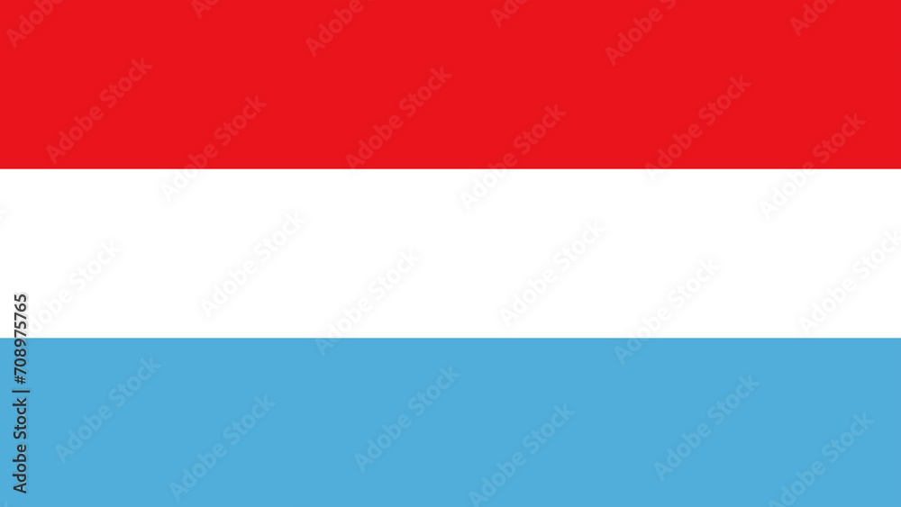 The national flag of Luxemburg with the correct official colours which is a tricolour of three horizontal stripes of red, white and blue, stock illustration image The national flag of Luxemburg with the correct official colours which is a tricolour of three horizontal stripes of red, white and blue, stock illustration image