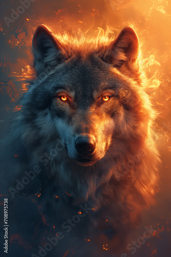 Wolf's Enchanting Glow in the Realm of Magic © artefacti