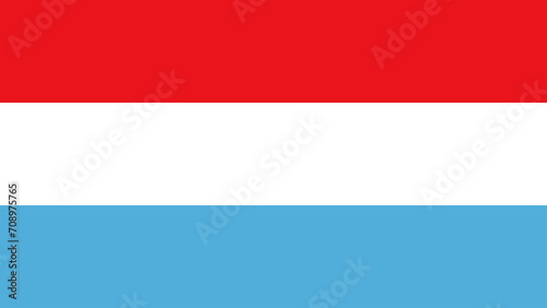 The national flag of Luxemburg with the correct official colours which is a tricolour of three horizontal stripes of red, white and blue, stock illustration image photo