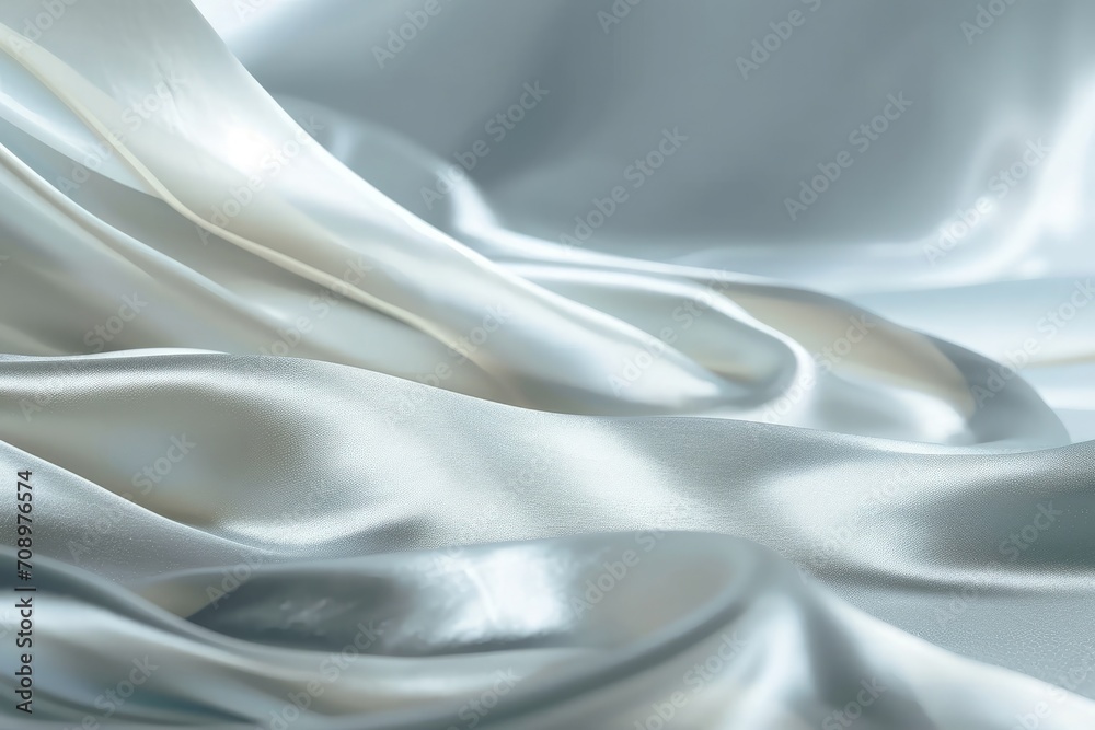 Obraz premium シルバーのサテンシルクのウェーブの背景テクスチャ, Generative AI