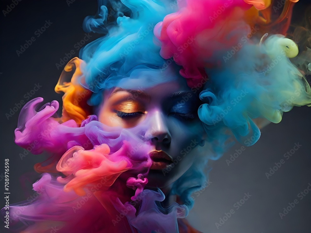 Colorful abstract smoke in black background