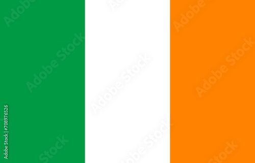 The national flag of Ireland with the correct official colours which is a tricolour of three horizontal stripes of green, white and orange, stock illustration image photo
