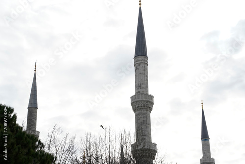 Sultanahmet Blue Mosque in Istanbul, Turkey - the minarets tower