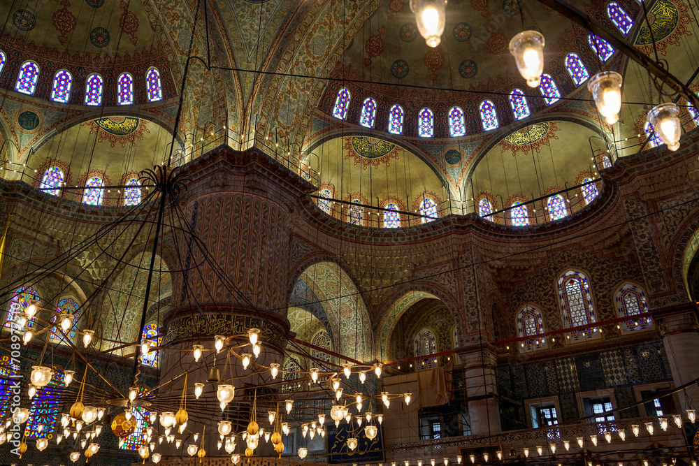 Sultanahmet Blue Mosque in Istanbul, Turkey - interior view