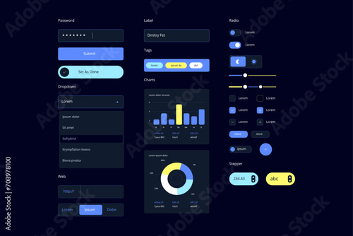 Dark Mode UI Components and Elements
