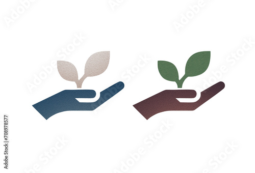 Sustainable plant icon symbol blue and brown © Selintasnusantara