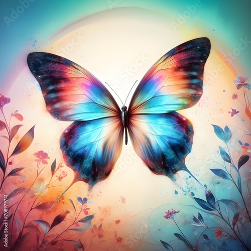 butterfly in colorful bouquet of flowers  © G Design 