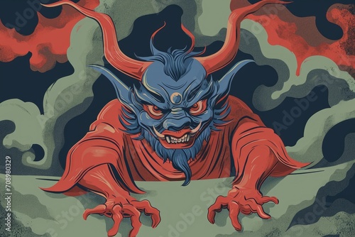 evil demon head on a dark background © DC