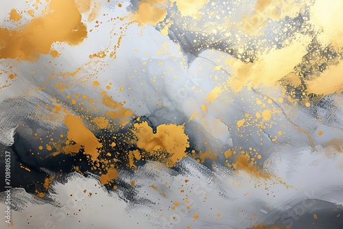 レトロな金粉と白色と灰色の和風背景アート, Generative AI © Image Alchemy