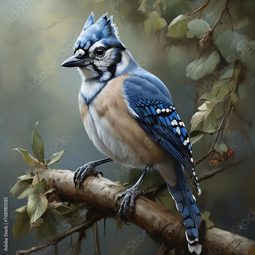 Krzysztof Boguszewski's Photorealistic Digital Rendering of a Blue Jay AI GENERATED photo