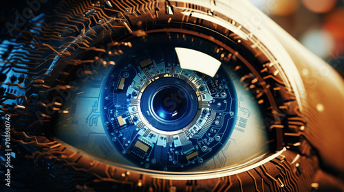 high tech iris  ai  modern technology  cyborg human  future eye enhancement  symbol of progress in technology 