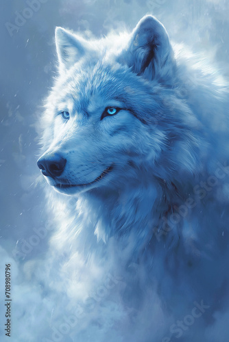White Wolf's Portrait Amidst the Pristine Snowscape