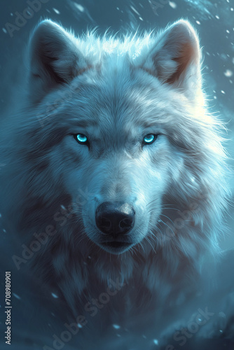 White Wolf's Portrait Amidst the Pristine Snowscape