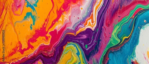 abstract marbled acrylic paint texture, bold colors and vibrant rainbow-colored swirls, dynamic and colorful