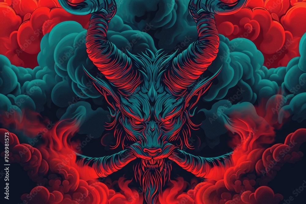 evil demon head on a dark background evil demon head on a dark background