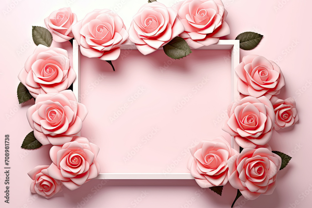 White frame with pink roses and petals is a charming and elegant design asset suitable for wedding invitations, greeting cards, and romantic-themed projects, adding a touch of floral beauty. White frame with pink roses and petals is a charming and elegant design asset suitable for wedding invitations, greeting cards, and romantic-themed projects, adding a touch of floral beauty.