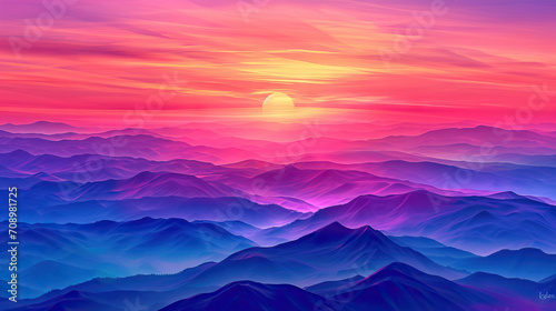 Melodic Harmony of Sunset Shades: Amber, Magenta, and Indigo Painting the Horizon with a Symphony of Colors © Lila Patel