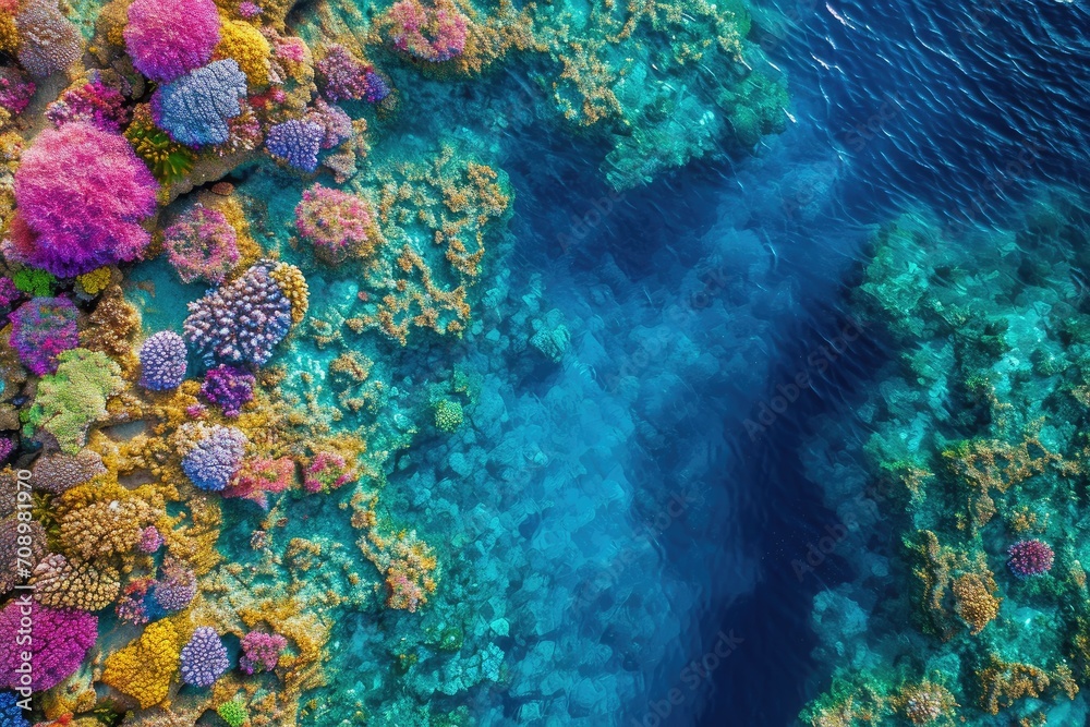 Fototapeta premium Breathtaking Aerial View of Vibrant Coral Reefs