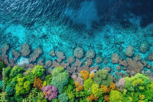 Breathtaking Aerial View of Vibrant Coral Reefs