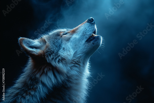 A Wistful Howling Wolf Beneath the Starlit Canopy