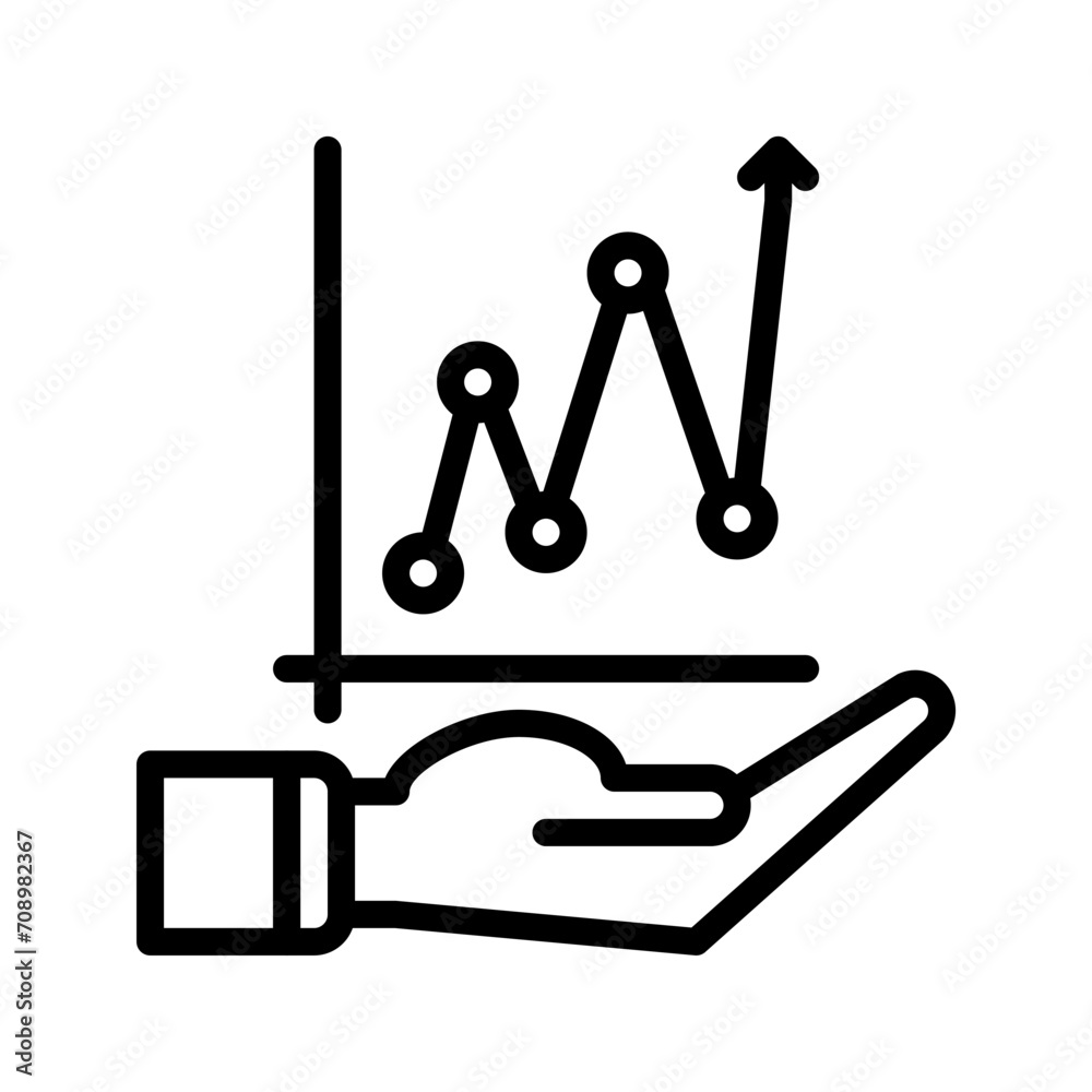 growth and hand icon outline black style. Business and finance icons growth and hand icon outline black style. Business and finance icons