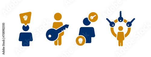 opportunities icon vector illustration. people with key and lamp concept.