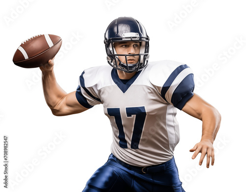 American football player jump to catch a ball for a touchdown