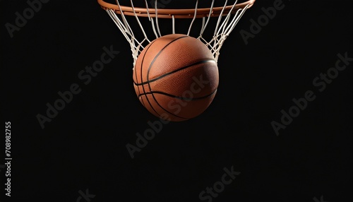 basketball going through the basket on black backgorund © Richard