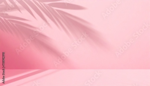 blurred shadow from palm leaves on the pink wall minimal abstract background for product presentation spring and summer