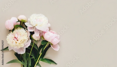 flowers bouquet of peonies soft pastel color background beautiful composition valentine s day easter birthday happy women s day mother s day holiday poster and banner © Richard