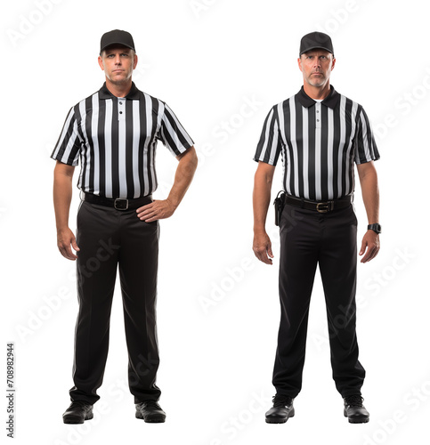 American football referee official full body portrait on isolated background