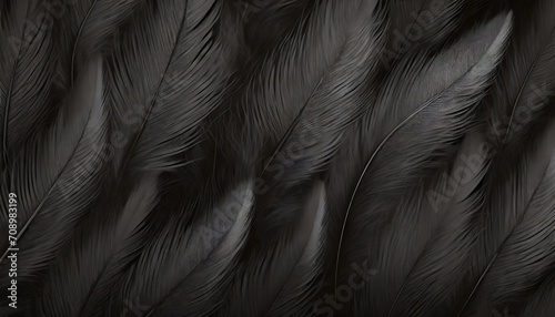 beautiful fluffy dark black feather pattern texture background
