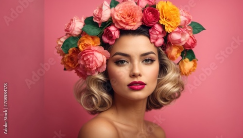 blonde girl with a wreath of flowers