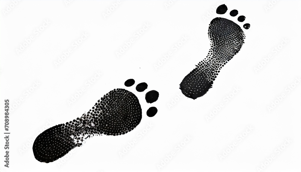 human black footprints way white background isolated barefoot person ...
