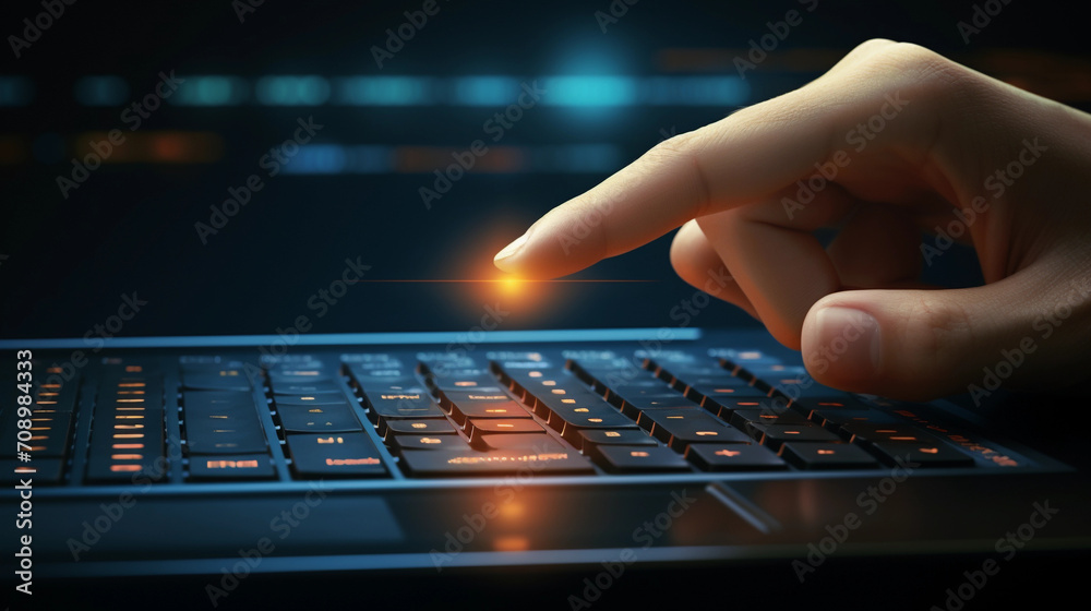 human operating future computer, symbol of IT company and technological progress, close up shot of hands operating computer human operating future computer, symbol of IT company and technological progress, close up shot of hands operating computer