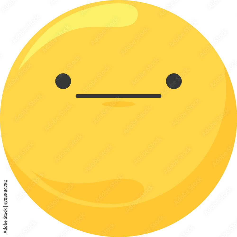 Yellow face with straight line mouth emoji. Expressionless face