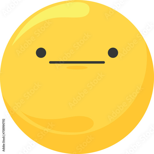 Yellow face with straight line mouth emoji. Expressionless face emoticon, no emotion shown.