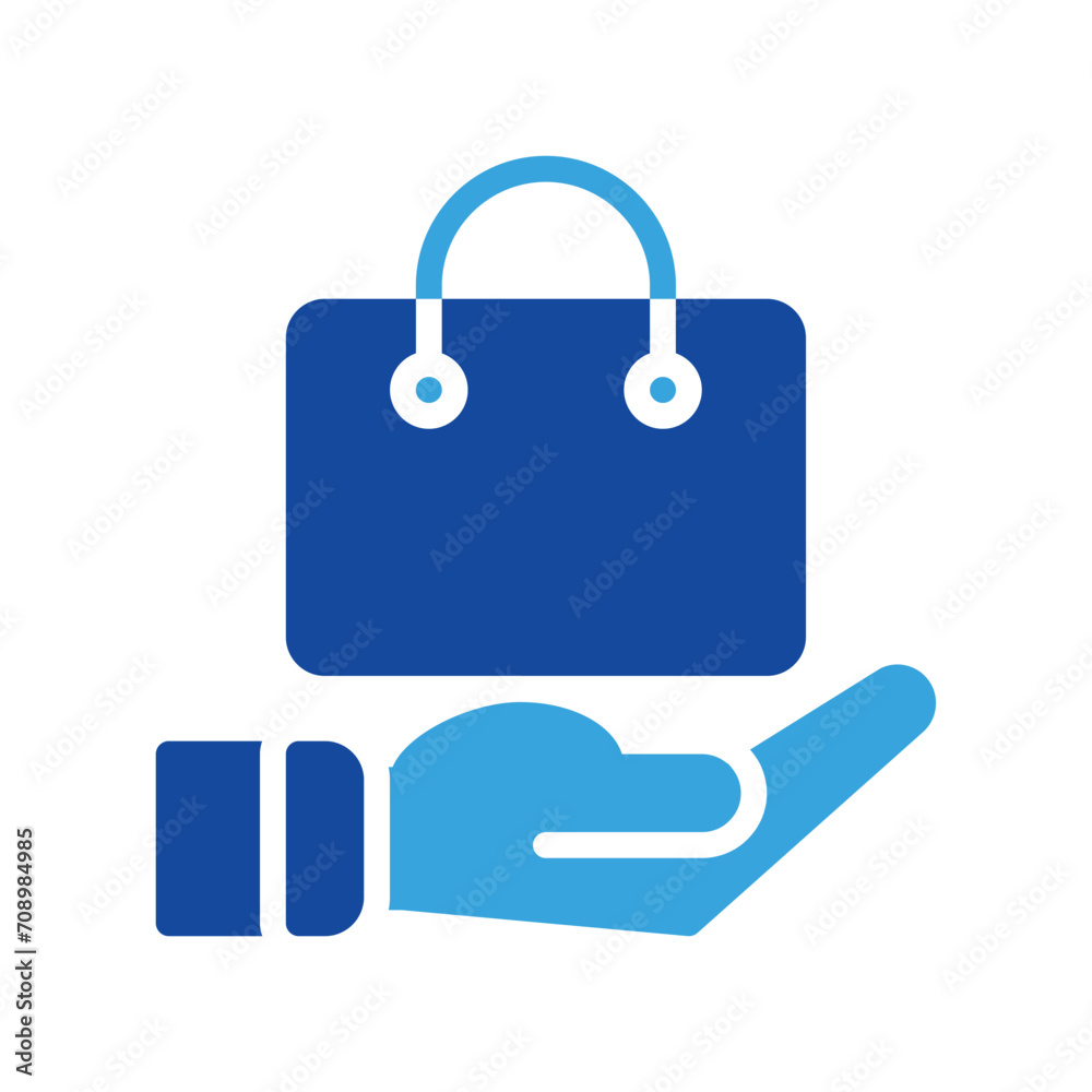 shopping bag sale icon and hand icon outline black style. Business and finance icons shopping bag sale icon and hand icon outline black style. Business and finance icons
