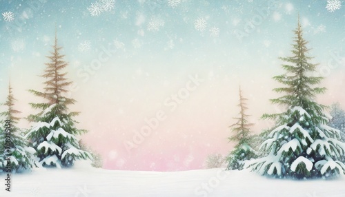 modern christmas background in pastel with fir trees in snow © Richard