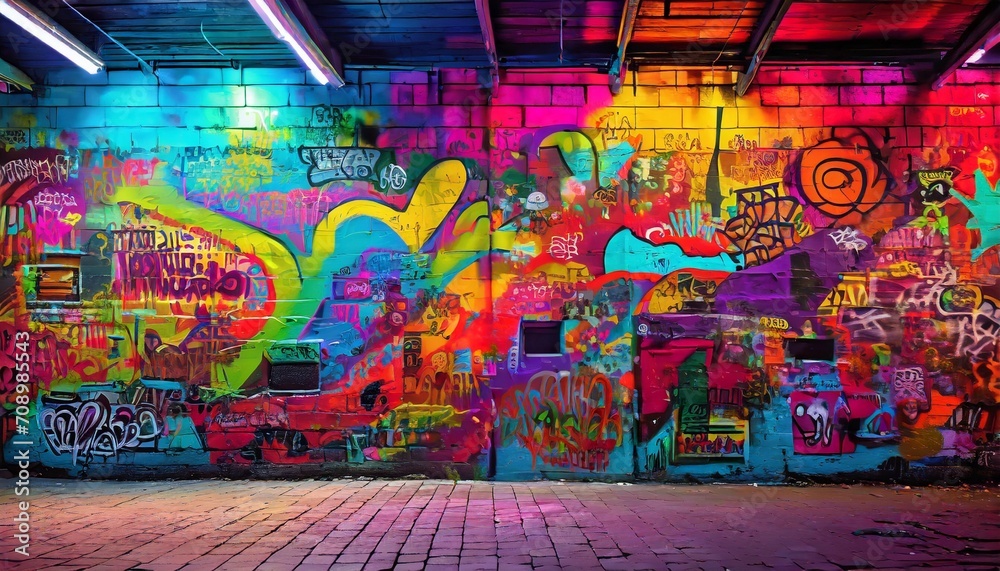 colorful graffiti on urban wall as street art concept illustration