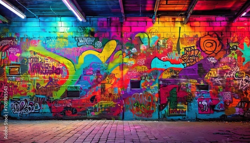 colorful graffiti on urban wall as street art concept illustration