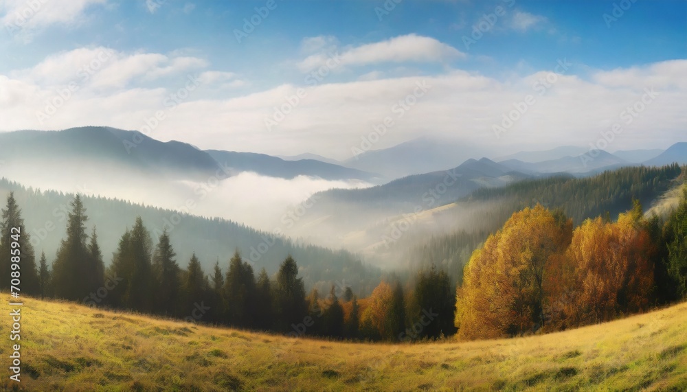 carpathian landscape on a misty autumn day
