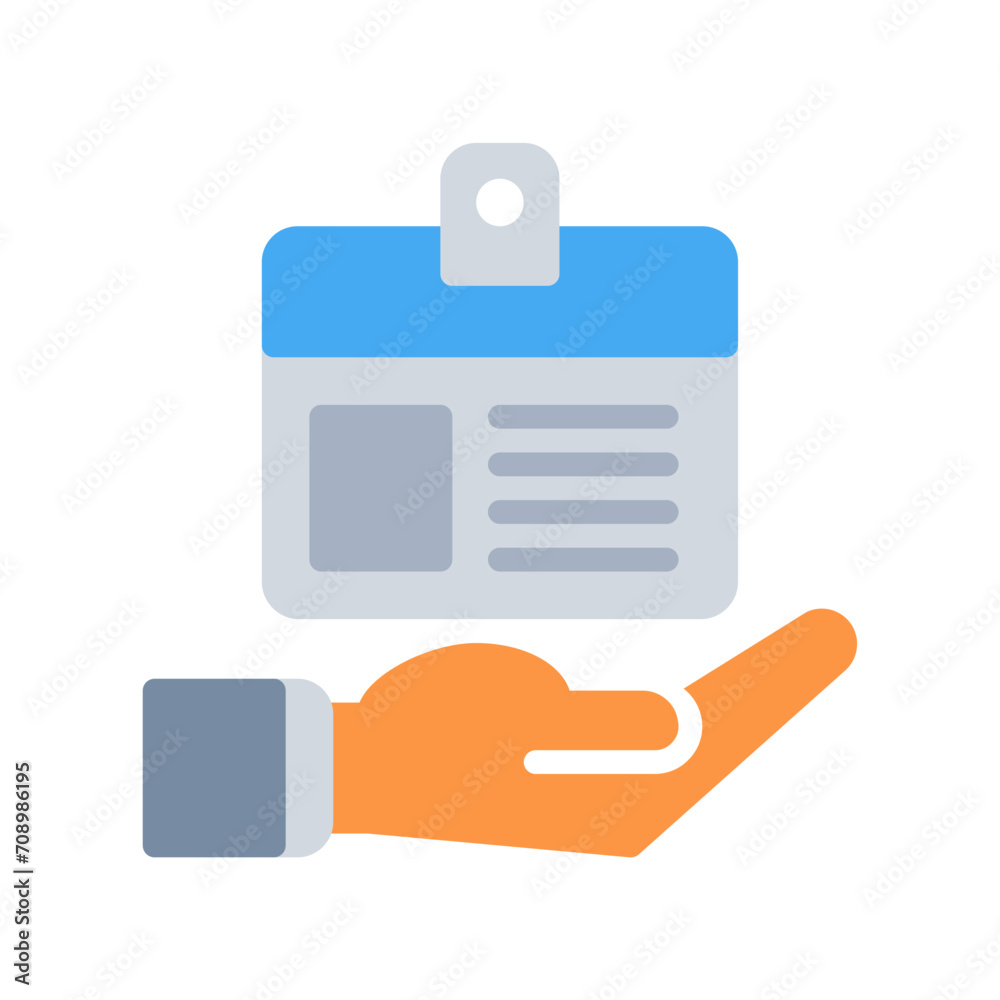 id card and hand icon outline black style. Business and finance icons id card and hand icon outline black style. Business and finance icons