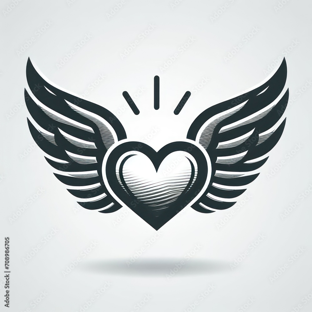 heart with wings or heart with wings vector