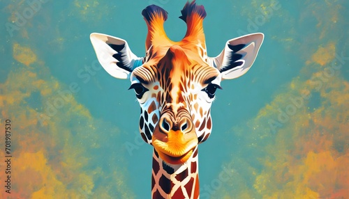 vibrant colorful giraffe head illustration photo