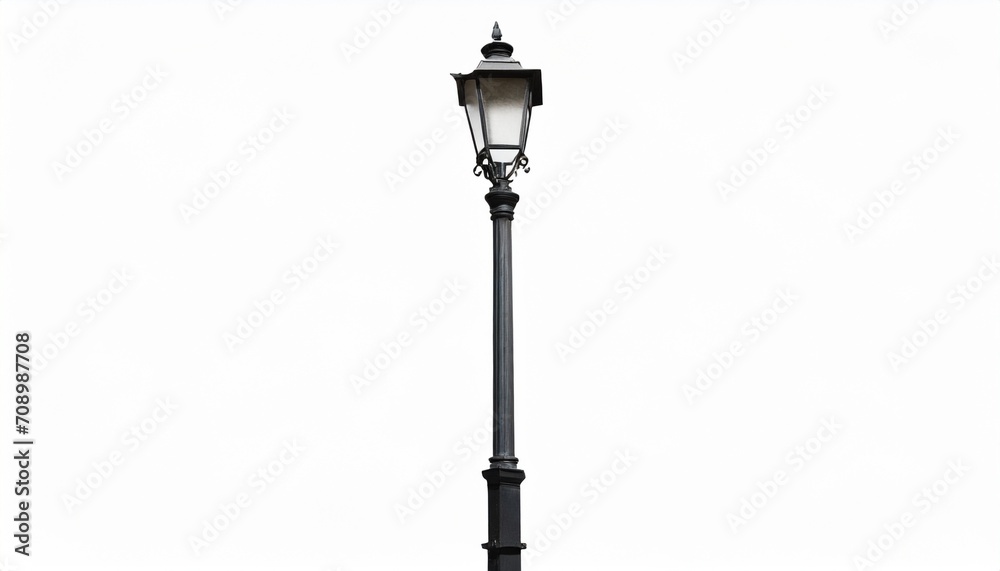 photo of street lamppost isolated over white background