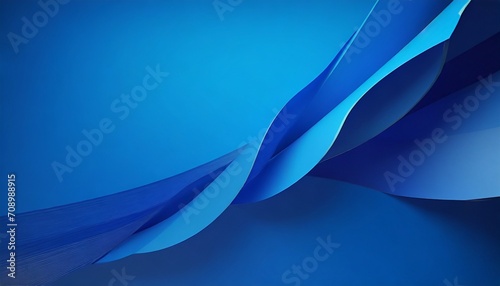 3d render abstract blue background with curly paper ribbons modern minimalist wallpaper