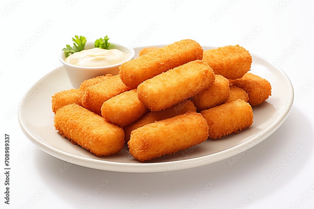 fried mozzarella cheese sticks served on plate with sauce fried mozzarella cheese sticks served on plate with sauce